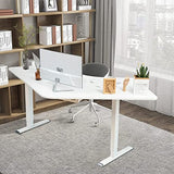 COSTWAY Electric Sit Stand Desk Frame, Dual-Motor Height-Adjustable Standing Desk Base w/ 3 Memory Positions & Touch Control Panel, Home Office Computer Desk Frame w/Hook & Cable Tray (White) COSTWAY
