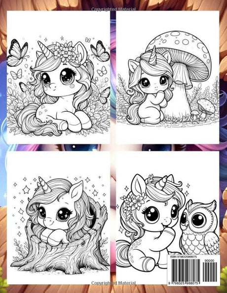 Adorable Baby Unicorn Coloring Book: 45+ Coloring Pages of Cute Baby Unicorns for Kids &Teens Relaxation (Adorable Creatures) WoodArtSupply