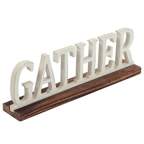 Sintosin Rustic Wooden Gather Signs for Home Decor 16", Tabletop White Distressed Home Decor Signs, Christmas Signs Farmhouse The Gathering Place Sign for Fireplace Shelf Living Room Kitchen Sintosin
