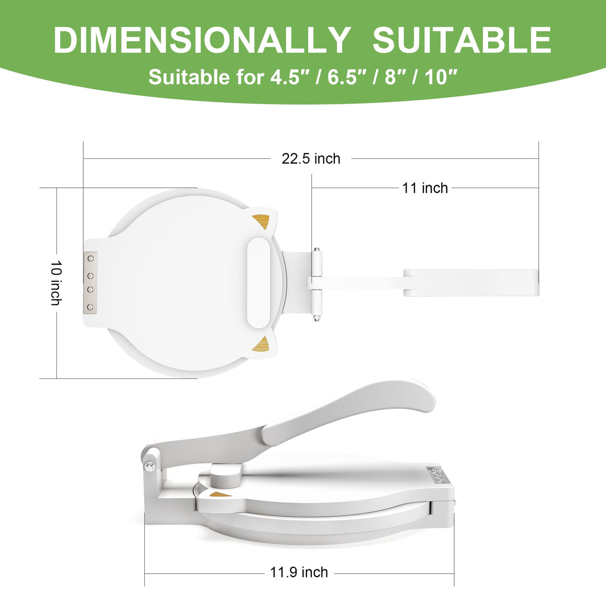 Tortilla Press 10 Inch- with 50pcs Parchment Paper and Dough Scraper-Quesadilla & Tortilla Makers, Homemade Mexican Tortillas, Roti, Burritos (White, Cat) Xadgve