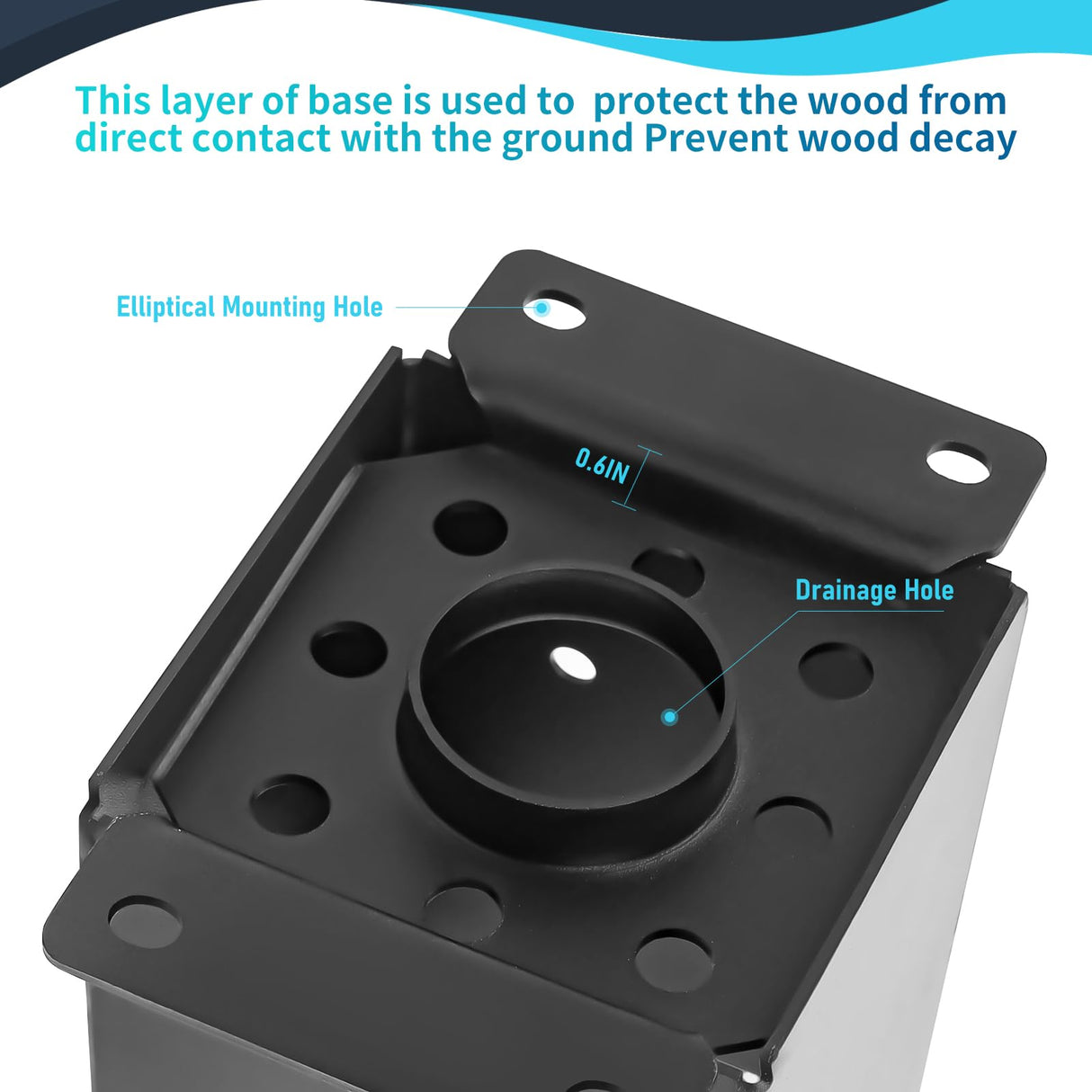 4 Pcs Post Base ,4"x 4" Post Brackets(Actual 3.6"x 3.6"), Heavy Duty Black Metal Powder-Coated Thick Steel Post Anchor Outdoor for Support Deck Base Plate , Fence Kit,Mialbox Post Mount AXWHYS