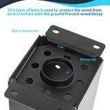 4 Pcs Post Base ,4"x 4" Post Brackets(Actual 3.6"x 3.6"), Heavy Duty Black Metal Powder-Coated Thick Steel Post Anchor Outdoor for Support Deck Base Plate , Fence Kit,Mialbox Post Mount AXWHYS