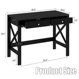 ChooChoo Home Office Desk Writing Computer Table Modern Design Black Desk with Drawers, Makeup Vanity Table ChooChoo