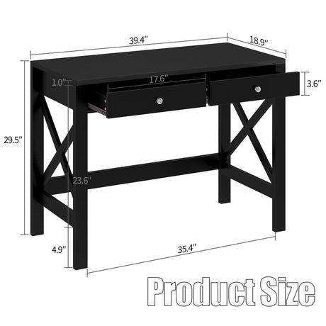 ChooChoo Home Office Desk Writing Computer Table Modern Design Black Desk with Drawers, Makeup Vanity Table ChooChoo