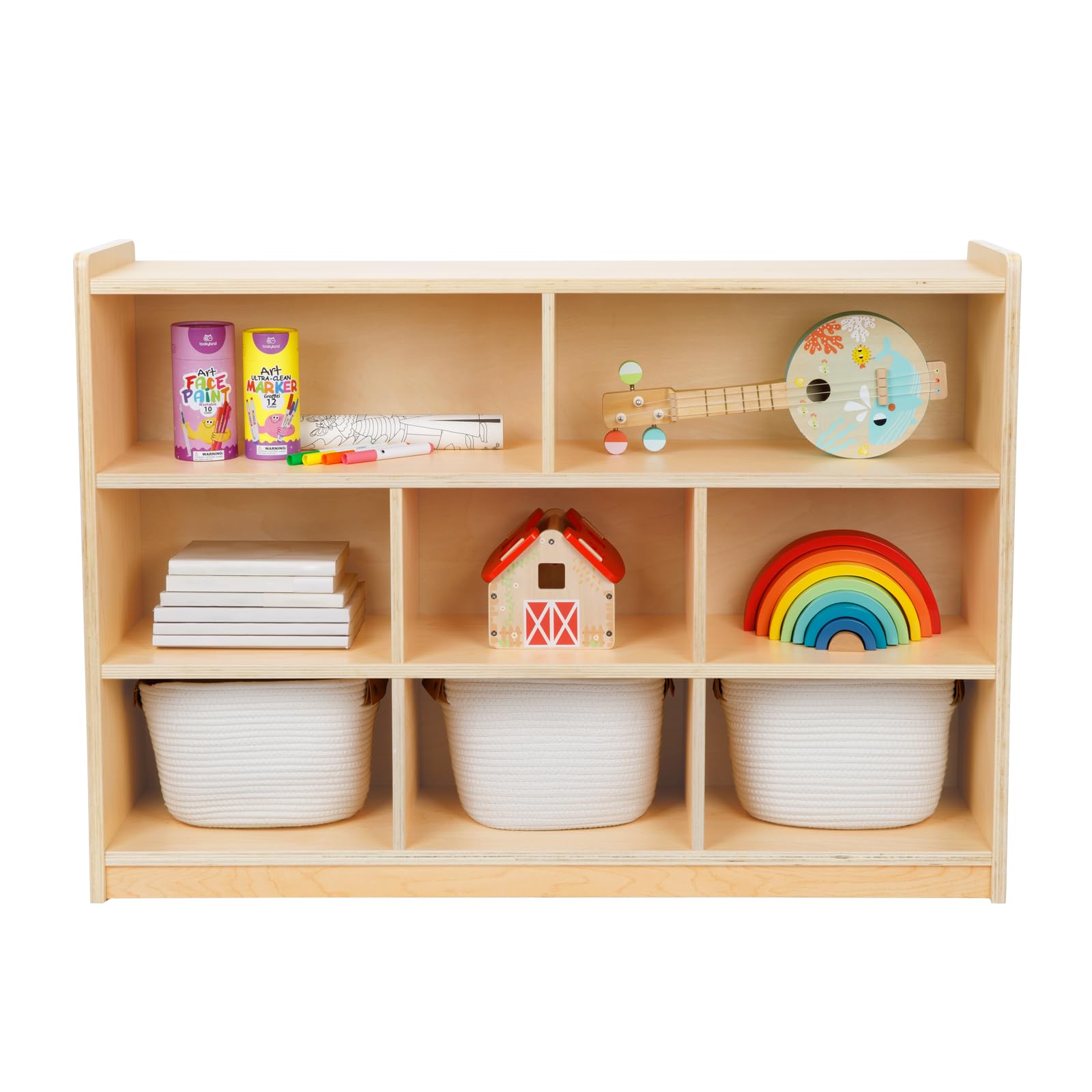 Montessori 8-Section Wooden Toy Organizer and Storage Cabinet for Kids Room - WoodArtSupply