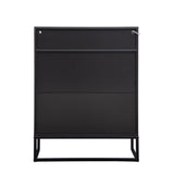 HOLISUN Modern Shoe Storage Cabinet for Entryway, 31.5" Shoe Rack Organizer with Doors and Ajustable Shelf, Shoe Cabinet with LED Lights for Hallway, Entrance (Black+Light Yellow+LED 31.5") HOLISUN
