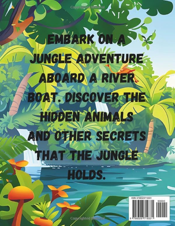 Jungle River Boat Coloring Book: Coloring book with jungle animals and other fun jungle scenes for age 6 and up WoodArtSupply