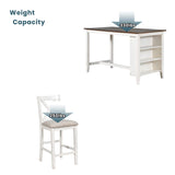 5 Pieces Counter Height Wooden Bar Table Set with 3-Tier Shelf and 4 Chairs, Rustic Farmhouse Dining Table Set for 4, White Harper & Bright Designs