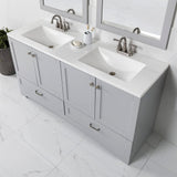 Spring Mill Cabinets Emlyn 60 Inch Double-Sink Bathroom Vanity with White Top, 2 Cabinets, 2 Drawers, 60.5" W x 18.75" D x 32.89", Pearl Gray Spring Mill Cabinets