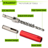 K Kwokker Self Centering Drill Bit Set 1/4" Hex Shank Vix Bit, 5/64" to 1/4" Center Drill Bit Set Custom Colorful Hinge Drill Bit Set for Metal Wood Cabinet Door Window Aluminum Copper Stainless Steel K Kwokker