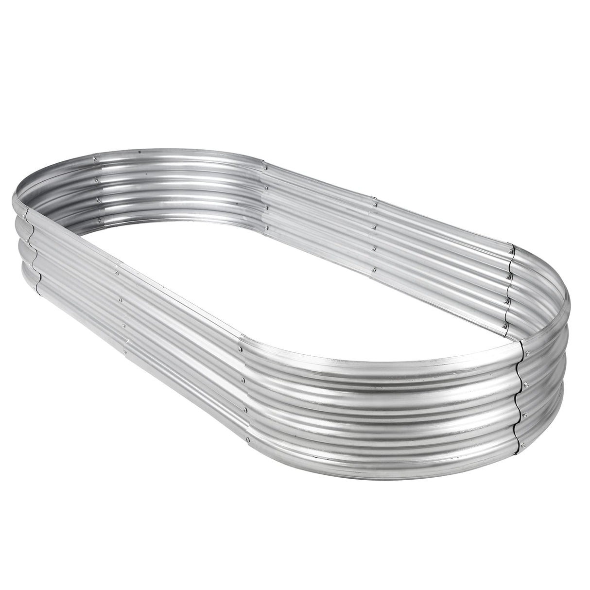 Raised Garden Bed Galvanized Planter Box Outdoor, 5ft Oval Large Rot-Resistant Metal Garden Bed Planter for Vegetables Flower Herb (Silver) Rakukiri