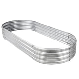 Raised Garden Bed Galvanized Planter Box Outdoor, 5ft Oval Large Rot-Resistant Metal Garden Bed Planter for Vegetables Flower Herb (Silver) Rakukiri