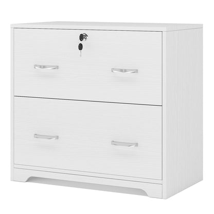 Tribesigns 2-Drawer Lateral File Cabinet, Large Filing Cabinet for Letter/Legal/F4/A4 Size, Modern Wood Office Storage Cabinet with Lock, Printer Stand for Home Office, White - WoodArtSupply