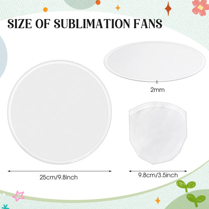 Seenelling 10 Pcs Foldable Flying Disc Fans 9.8 Inch Sublimation Fans Foldable Fans Blank Bulk for Wedding Outdoor(White)