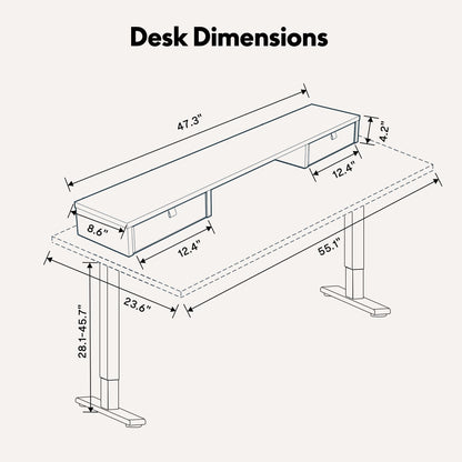 FLEXISPOT Electric Standing Desk with Drawer, Solid One-Piece Adjustable Height Desk with Storage Shelf, Ergonomic Monitor Stand for Computer Laptop (Black Frame/Black Top, 55 inch) - WoodArtSupply