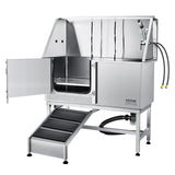 VEVOR 62" Pet Dog Bathing Station w/Ramp, Professional Stainless Steel Dog Grooming Tub w/Soap Box, Faucet,Rich Accessory,Bathtub for Large,Medium,Small Pet, Washing Sink for Home(Left) VEVOR