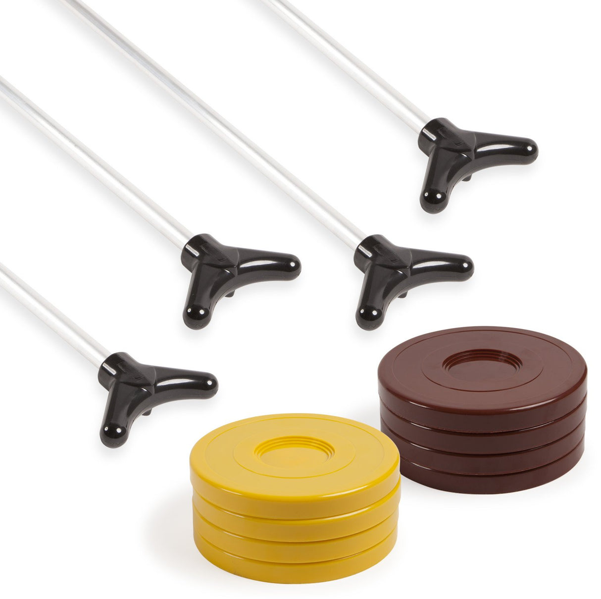 Champion Sports Classic Group Games Shuffleboard Set: Champion Sports Indoor Outdoor 8 Puck 4 Cue Sticks Party Game, Yellow Champion Sports