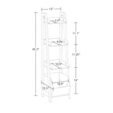 RiverRidge Amery 4-Tier 13 Inch Ladder Shelf Display Case Open Shelves & Storage Bin and 2 10” Floating Bookshelves - Organizer Furniture RiverRidge