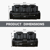 AYCP Furniture Power Recliner Set with LED Lights, Air Leather Reclining Set with USB Port/Wireless Charger/Storage Console/Cup Holder for House/HomeTheater/Apt (Black, Sofa Loveseat) AYCP Furniture