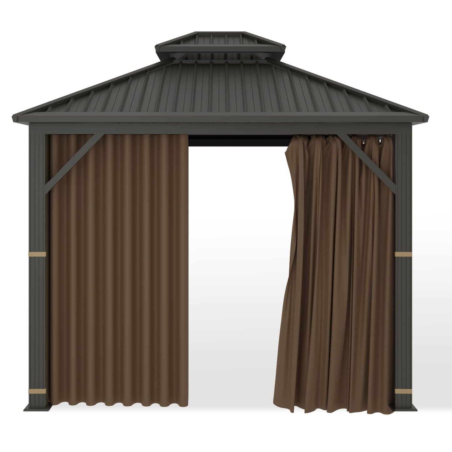 Gazebo Universal Replacement Privacy Curtain – Hugline 10' x 10' Gazebo Side Wall Outdoor Privacy Panel with Zipper (Brown)