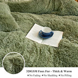 XeGe Plush Shaggy Duvet Cover Set, Luxury Soft Crystal Velvet Fluffy Furry Bedding Sets 2 Pieces(1 Faux Fur Fuzzy Comforter Cover + 1 Faux Fur Throw Pillow Sham), Zipper Closure (Twin, Sage Green) XeGe