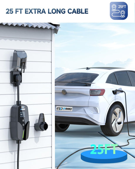 EVDANCE EV Charger (32Amp, 240V, NEMA 14-50P), 7.68kw Portable Level 2 EV Charger with 25ft Cable, Adjustable Current/Delay Chargin for Home Level 2 EVDANCE
