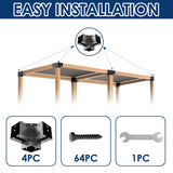 Pergola Brackets 4x4 3-Way 4pcs Right Angle Corner Bracket, Easy Installation Crossbeam Corner Brackets for Gazebos, Patio Pergolas, Log Cabin Outdoor MEWSDEN