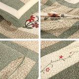 vctops Farmhouse Green 2 Piece Embroidered Floral Quilted Bedspread Quilt Set 100% Cotton Reversible Patchwork Coverlet Set 1 Quilt and 1 Pillow Sham (Green,Twin) vctops