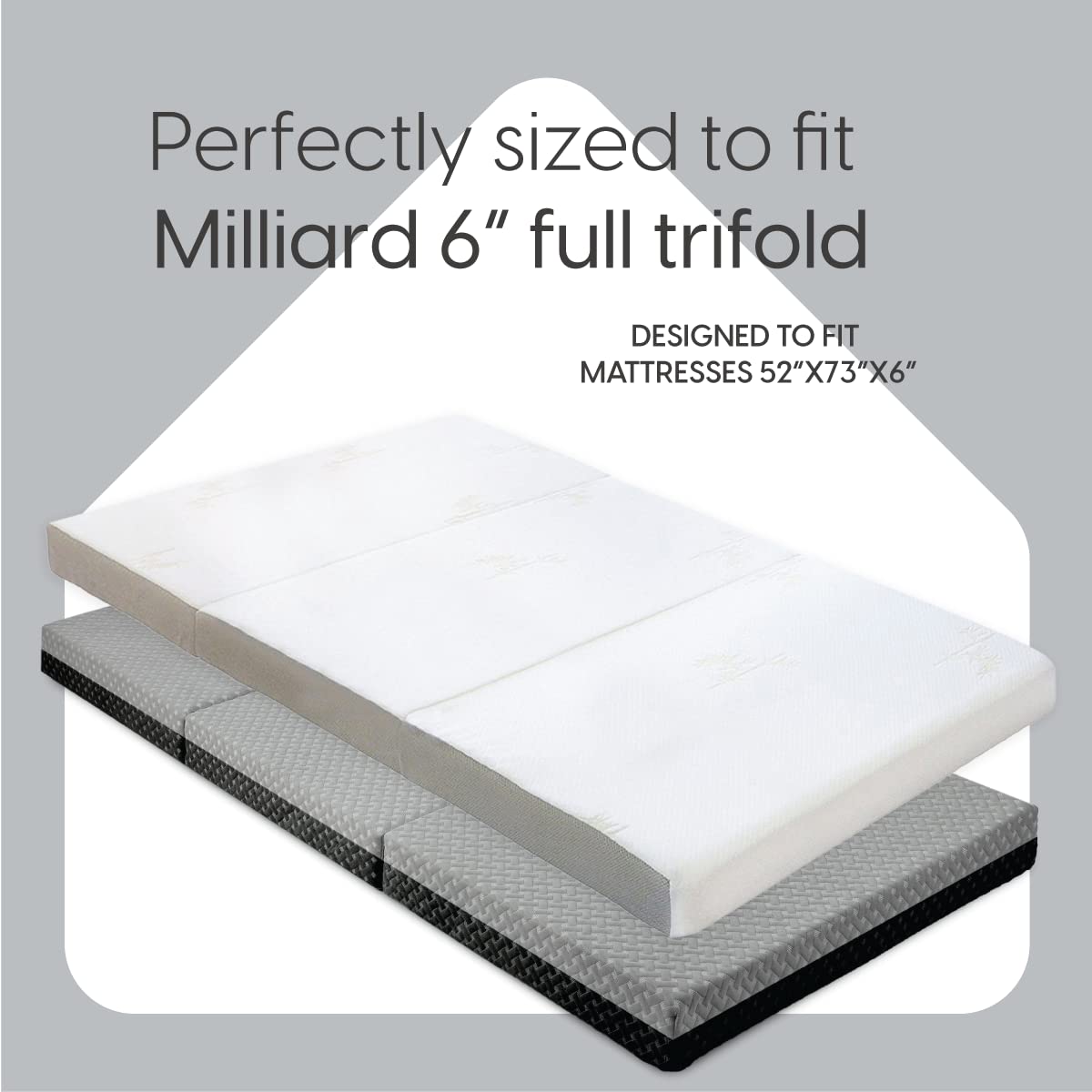 Fitted Sheet for The Milliard Trifold Mattress, Super Soft and Cozy Washable Grey Sheet (Full, 6") Milliard