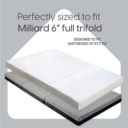 Fitted Sheet for The Milliard Trifold Mattress, Super Soft and Cozy Washable Grey Sheet (Full, 6")