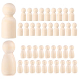 Christmas Doll 40Pcs Wooden Peg Dolls Unfinished Wood Peg People Unpainted Wood Figures Decorative for DIY Graffiti Painting, Arts, Crafts Projects Wooden Toys STOBOK