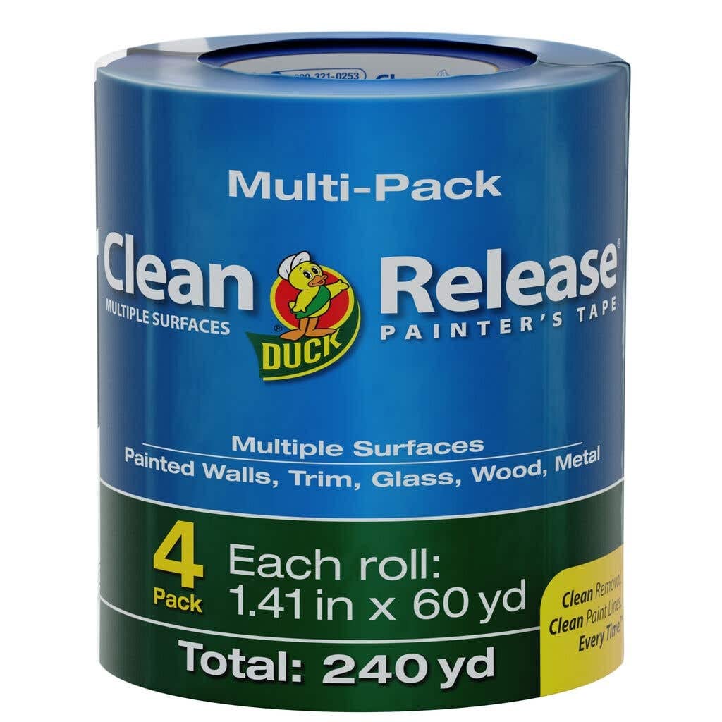 Duck Clean Release Blue Painter's Tape 1.5-Inch (1.41-Inch x 60-Yard), 4 Rolls, 240 Total Yards, 240460 Duck