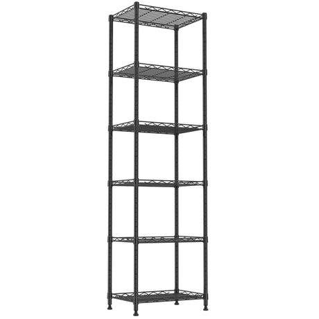 REGILLER 6 Wire Shelving Steel Storage Rack Adjustable Unit Shelves for Laundry Bathroom Kitchen Pantry Closet(Black,11.7" D x 16.8" W x 63" H) REGILLER