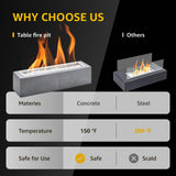 monTEK Tabletop Fire Pit, Concrete Table Top Firepit Indoor Outdoor Decor, Table Top Portable Rubbing Alcohol Fireplace Smores Maker Long Time Burning Smokeless for Patio Balcony with Extinguisher monTEK