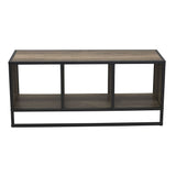 Household Essentials Jamestown TV Stand Coffee Table with Square Cube Storage Compartments Ashwood Rustic Wood Grain and Black Metal Household Essentials