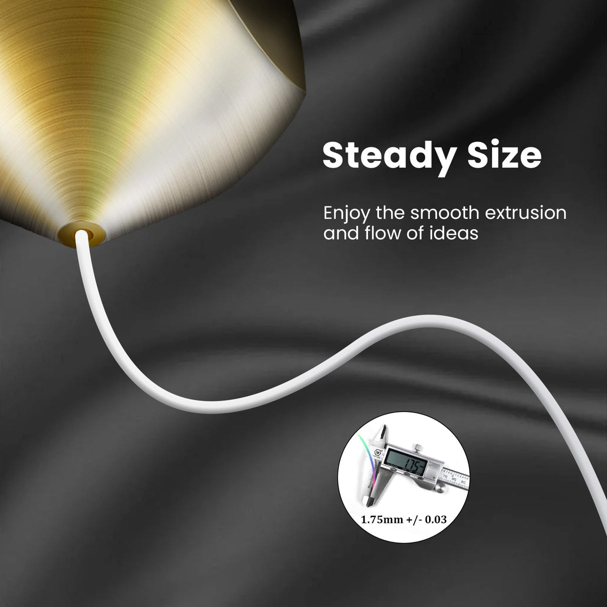 TEQStone Silk PLA Filament 1.75mm Gold 1KG, Metallic Shine High Gloss Finish Perfectly Wound, Accuracy +/-0.02mm 3D Printer Filament Vacuum Packaging TEQStone