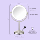 Conair Lighted Makeup Mirror, LED Vanity Mirror, 1X/10x Magnifying Mirror, Corded in Satin Nickel Finish Conair