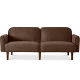 Best Choice Products 77" Mid Century Modern Velvet Loveseat Sofa, Couch, Convertible Sofa Sleeper Bed w/Real Wood, Removable Armrest - Mocha Brown Best Choice Products
