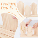 PH PandaHall Wood Necklace Display Stands with 3-Row Holder and 3 Removable Displays Wood Plank Necklace Storage Holder Bust Easel Jewelry Display for Necklaces, Rings Storage, Blanched Almond PH PandaHall