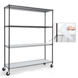 Fencer Wire NSF Commercial Heavy Duty Wire Shelving w/Wheels, Leveling Feet & Liners, Kitchen Storage Shelf, Garage Shelving Storage, Utility Wire Rack Storage Shelves, w/Liner, 60 x 18 x 76 4-Tier Fencer Wire