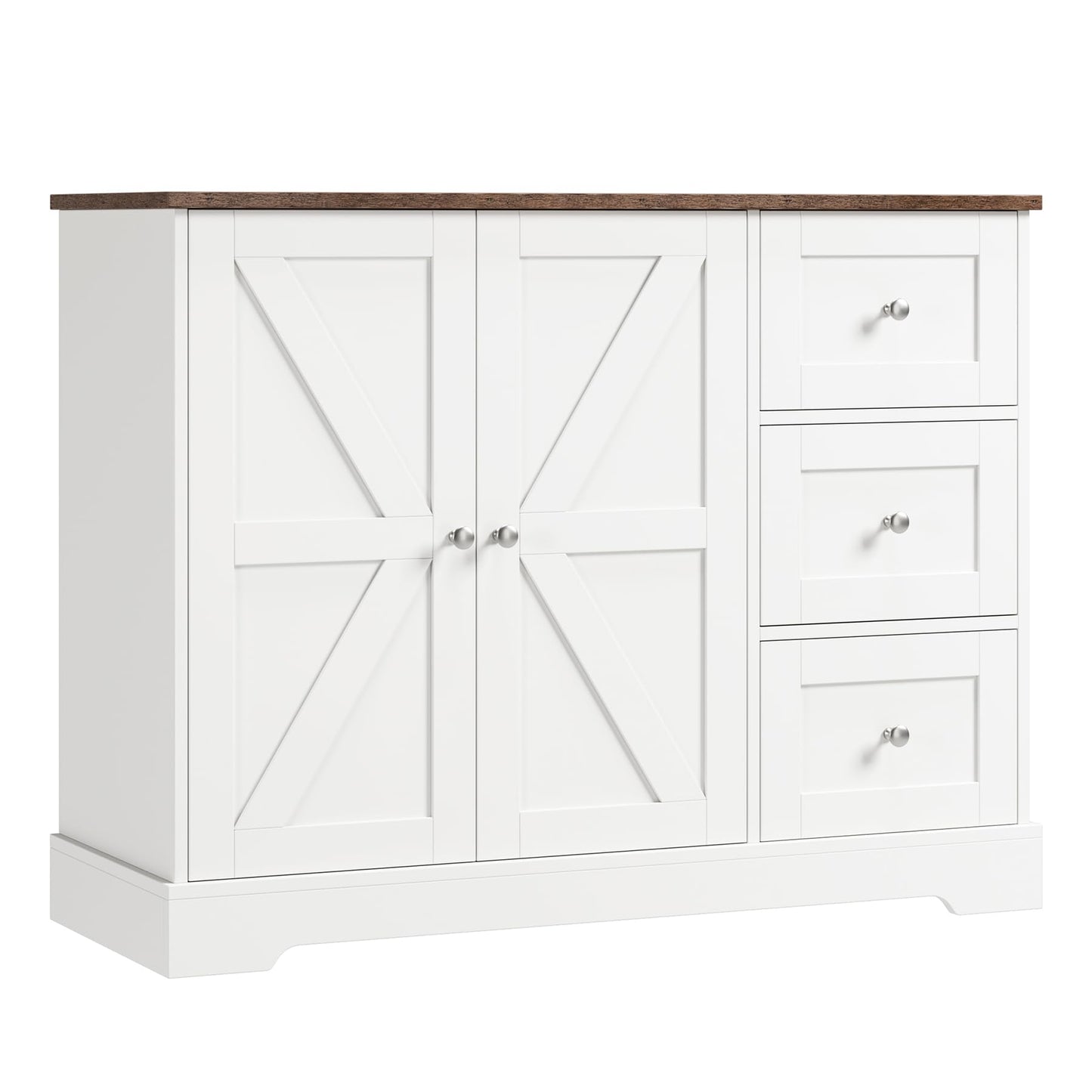 BOTLOG Farmhouse Buffet Cabinet with Storage, 41.3" Kitchen Cabinet with 3 Drawers and Shelves, Storage Cabinet or Kitchen, Home bar - WoodArtSupply