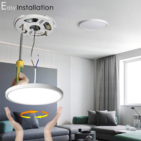 TALOYA Flush Mount 12 Inch Ceiling Light (Milk White Shell), 20W Surface Mount LED Light Fixture for Bedroom Kitchen,3 Color Temperatures in One（3000k/4000k/6500k),0.94 Inch Thickness Round TALOYA