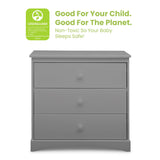 Delta Children Sutton 3 Drawer Dresser with Changing Top and Interlocking Drawers - Greenguard Gold Certified, Grey Delta Children