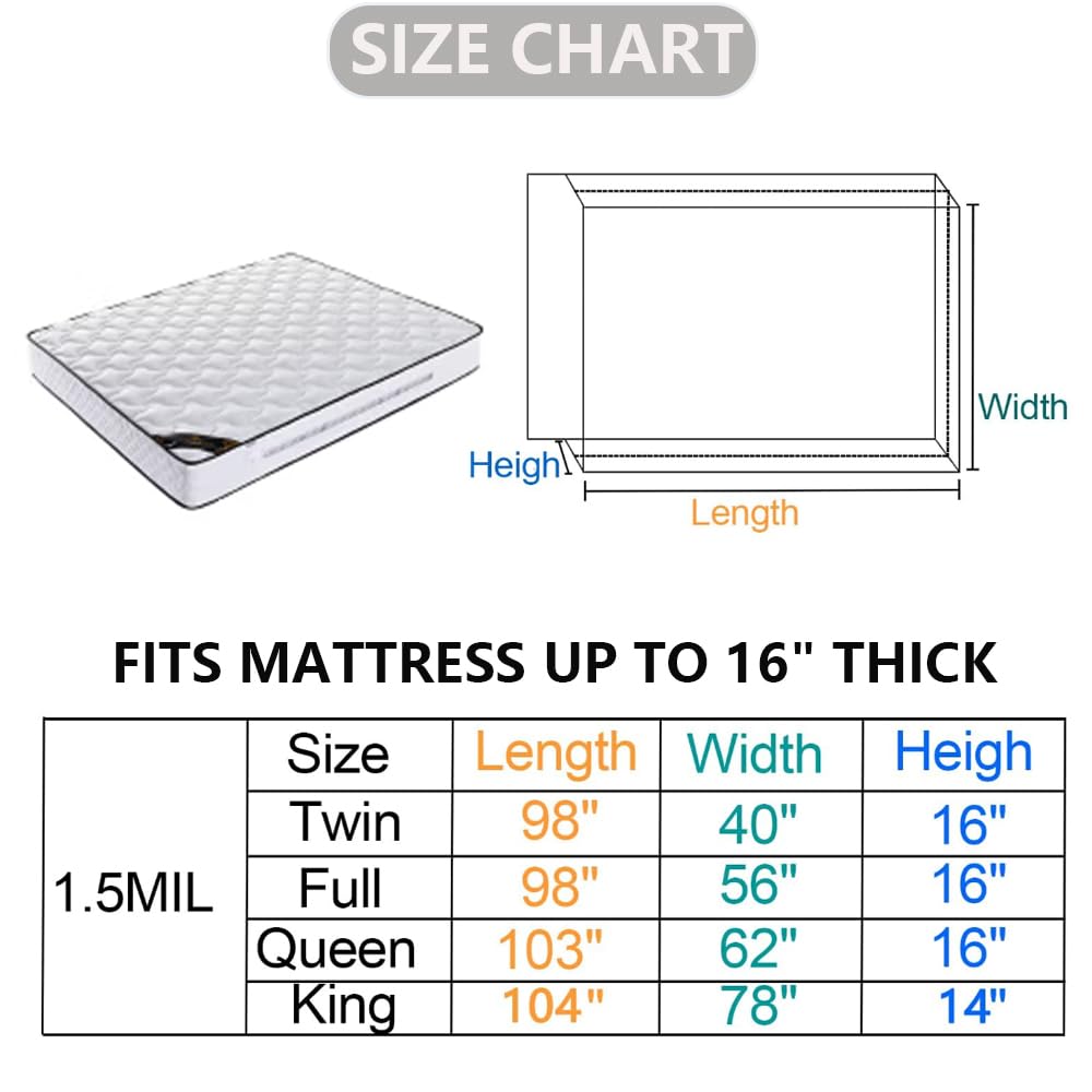 Plastic Mattress Bag for Moving Storage, Mattress Protector Cover ,Mattress Bag for Disposal (Queen) SANEMBER