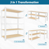 PrimeZone 28" W x 12" D x 59" H Closet Storage Shelves - 5 Tier White Metal Connector Shelving, Adjustable Heavy Duty Garage Shelves, Utility Rack Organizer Shelf for Kitchen Pantry Closet, 2 PCS PrimeZone