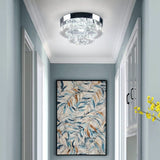 Cainjiazh Mini Chandelier LED Crystal Ceiling Light 2 Layers Flush Mount Ceiling Light Modern Chandelier Lighting for Hallway Staircase Kitchen Bathroom (Cool White) Cainjiazh