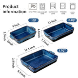 KOOV Bakeware Set, Ceramic Baking Dish Set, Rectangular Casserole Dish Set, lasagna Pan, Baking Pans Set for Cooking, Cake Dinner, Kitchen, 9 x 13 Inches, Reactive Glaze 3-Piece (Nebula Blue) KOOV