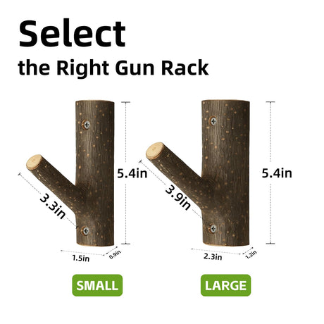 Gun Rack for Wall – Natural Wood Rustic Solid Hardwood Gun Rack, Wall Mount Gun Hanger & Rack for Rifle, Shotgun & Bow with 2 Hooks, Supports 40 lbs – Easy to Install, Includes Hardware (Small) WoodArtSupply