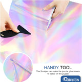 Puzzle Glue Sheets for 4 X 1000 Puzzles, 24 Sheets Iridescent Puzzle Saver, Shiny Laser Puzzle Saver Sheets Peel and Stick, Holographic Foil Puzzle Glue and Frame No Stress & No Mess QIKSION