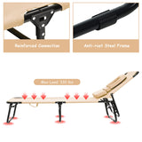 gotoplay Folding Beach Lounge Chair w/ 5 Adjutable Backrest & Padded Pillow, Sunbathing Lounger Chair, Sun Tanning Lay Flat Chair for Seaside Pool Deck, Max Load 330 LBS, No Assembly Required (Beige) gotoplay